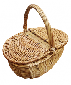 Cesta demimbre natural dos tapas con asa