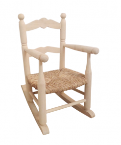 Balancín de niño con asiento de enea en madera natural