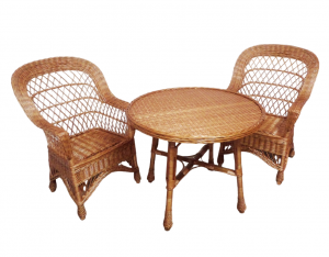 Conjunto de terraza en mimbre extra color 2 sillones y 1 mesa 90 cm