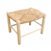 Taburete bajo grande asiento enea en madera natural