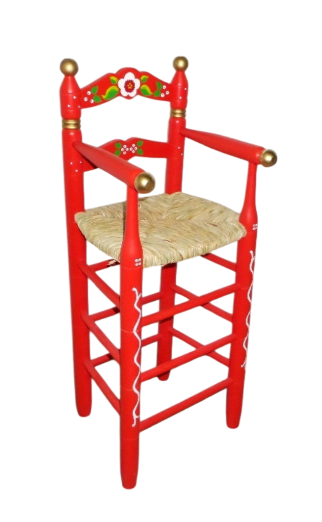 trona de enea decorado en rojo