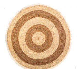 Alfombra redonda bicolor tejido en fibra natural de 120 cm