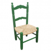 Silla de niño con asiento de nea y en color lacado en Verde