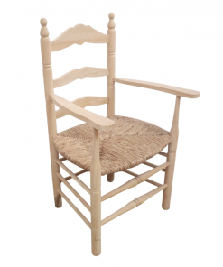 Sillon  de madera con asiento de enea en natural