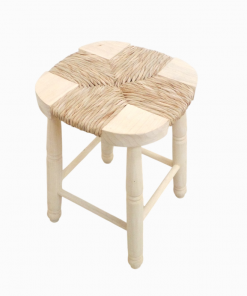 Taburete conico con asiento de enea en natural