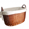 Cesta de mimbre ovalada con asas forrada color